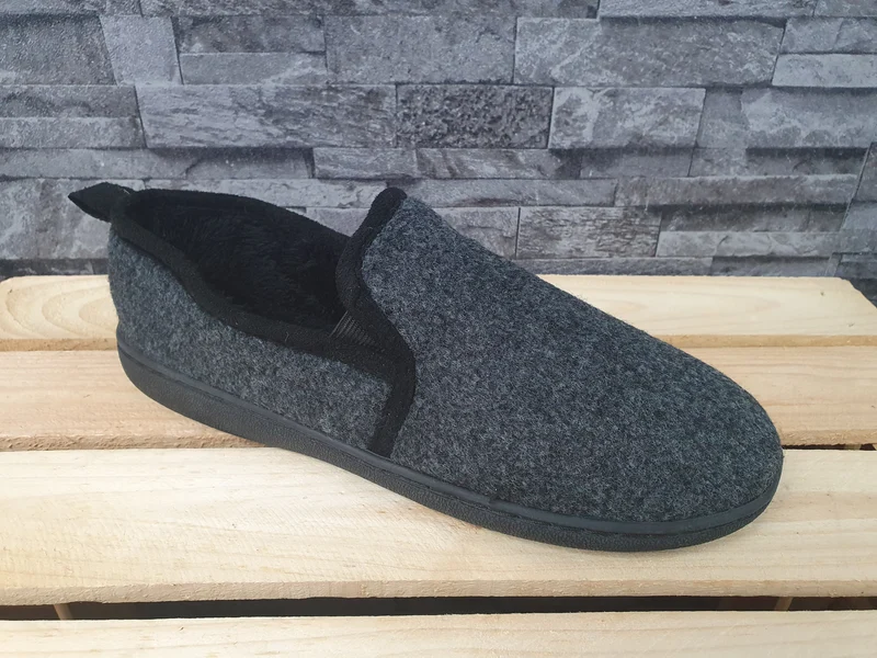 Herren Scandi Hausschuhe Pantoffeln Puschen Boots Grau Gefüttert Gr. 42-45