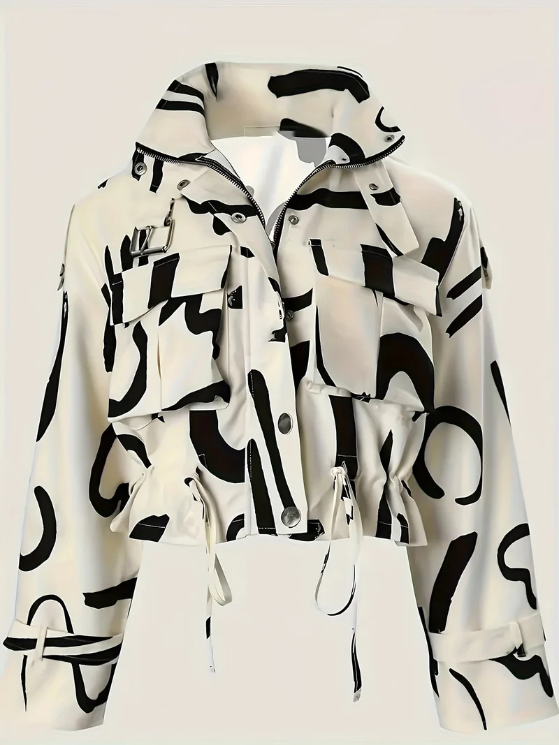 Fredely - Jacke Mit Kordelzug in Der Taille Und Mehreren Taschen