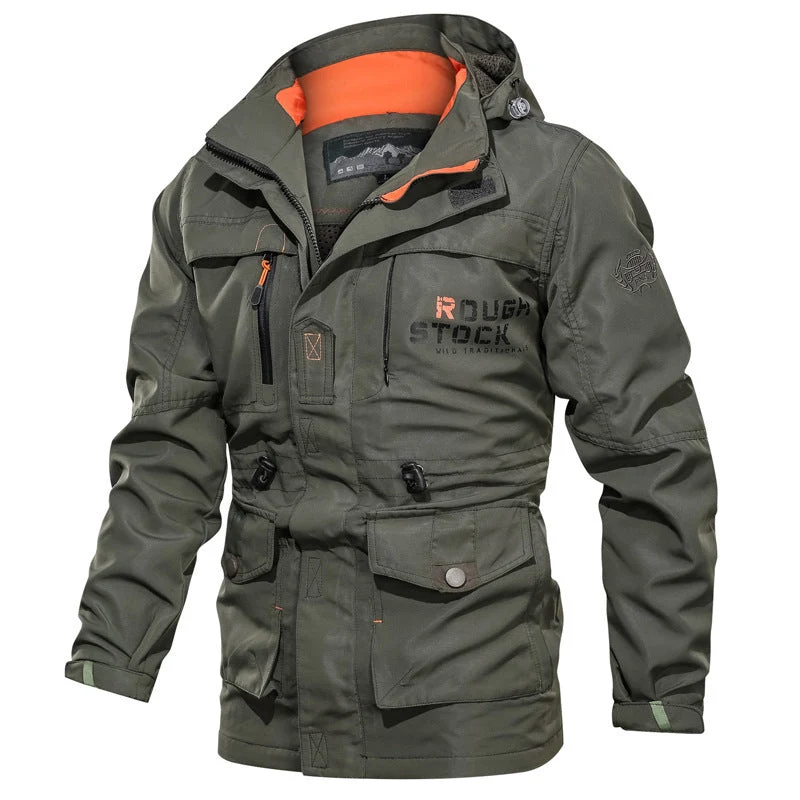 Herren Feldparka mit Kapuze, Taschen und Tunnelzug